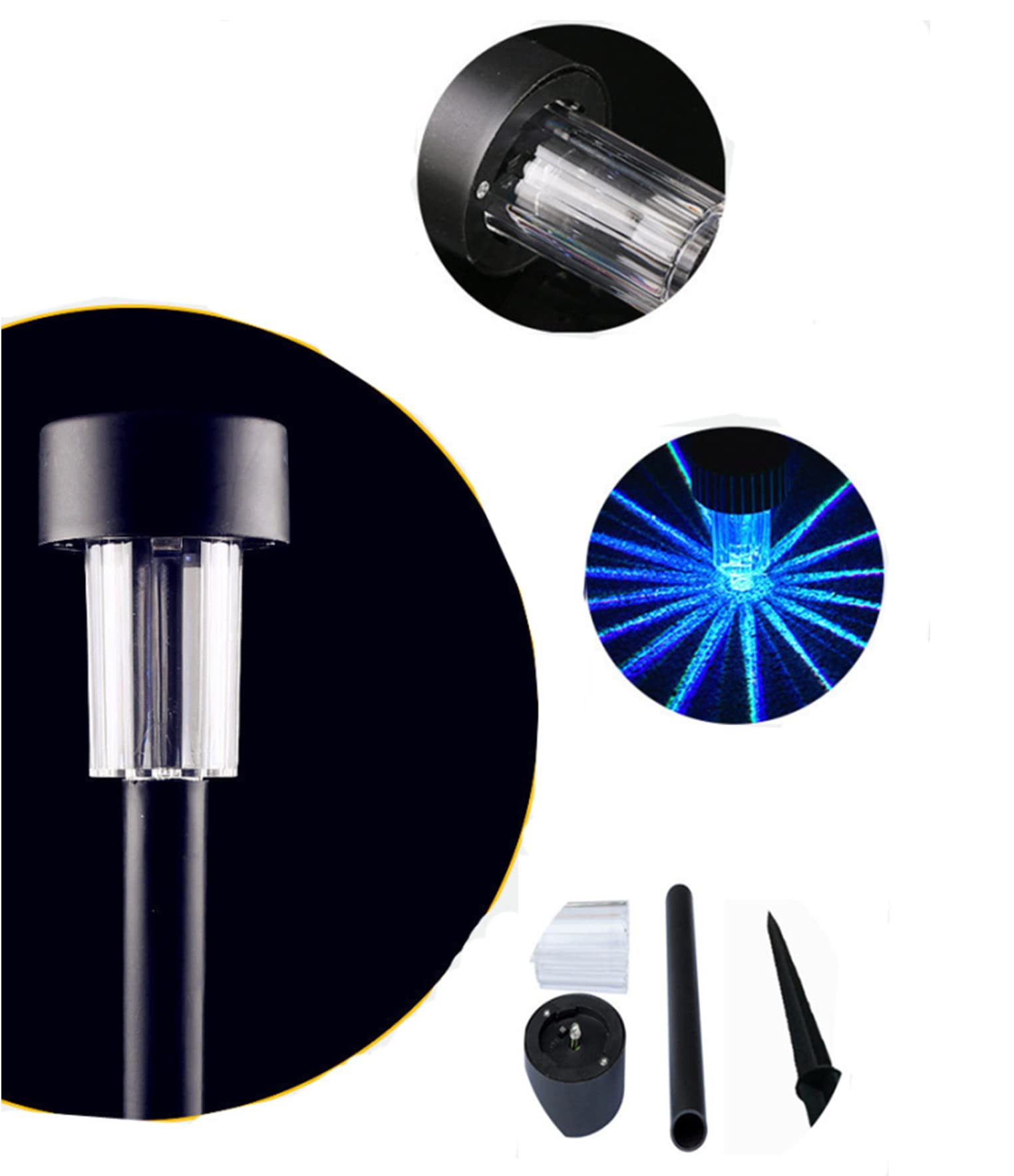 Lot de 12 lampes solaires LED bleues en plastique pour extérieur - Pour décoration de jardin, terrasse, pelouse - Bleu