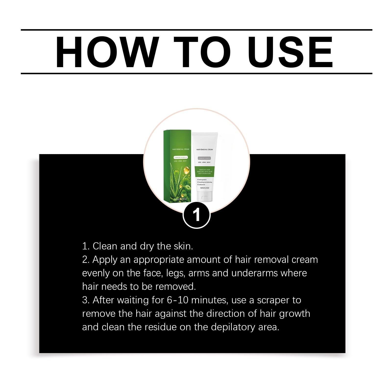 Krem do depilacji skóry wrażliwej, z ekstraktem z aloesu i lukrecji, szybki i bezbolesny krem do depilacji strefy bikini, nóg, ramion i pach, nieskazitelne usuwanie owłosienia twarzy (6 szt.)