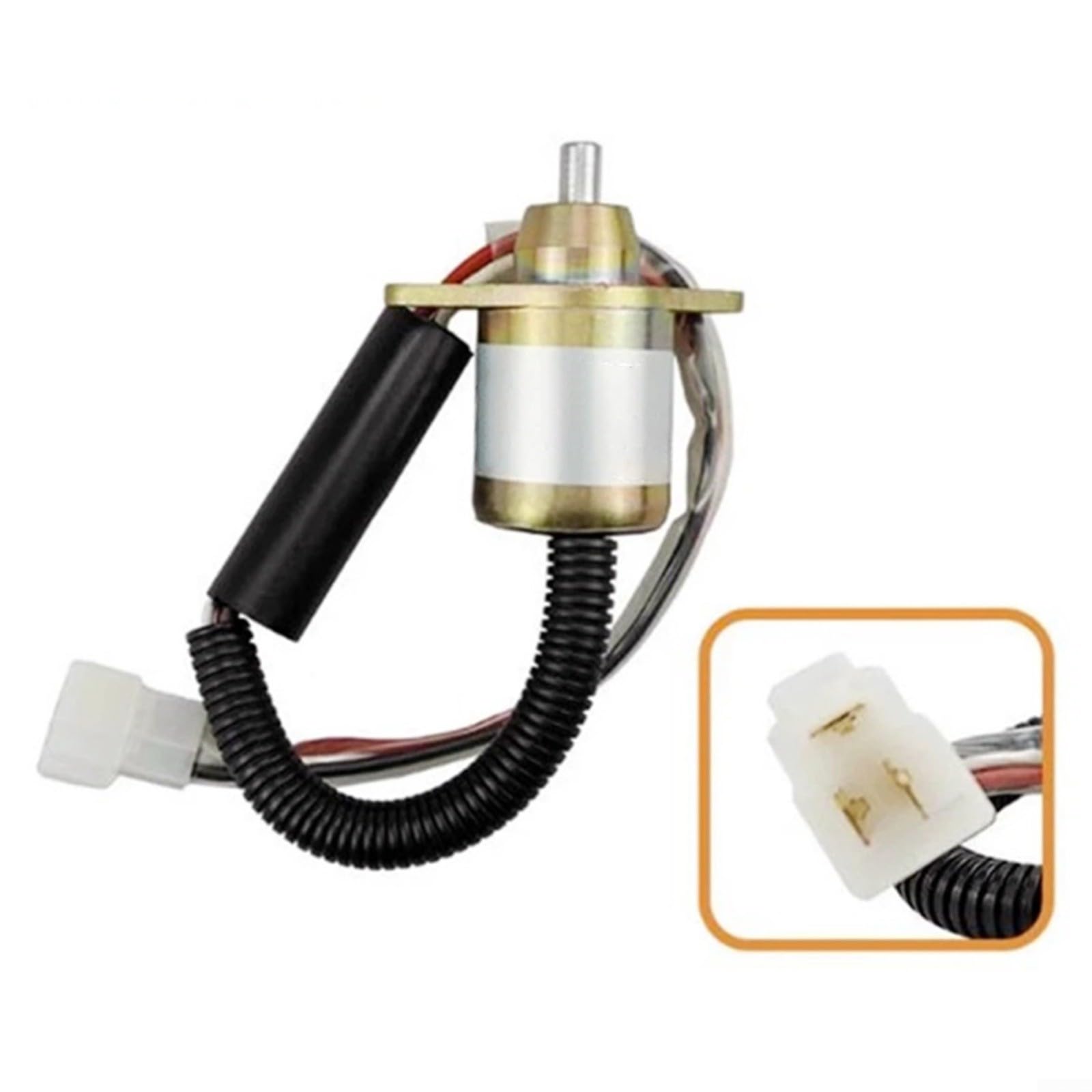 Válvula solenoide KM2V80-11700 para generador diesel, válvula de desconexión 12 V/24 V con terminales de conexión y funda protectora, carcasa de hierro para sistema de combustible de parada rápida