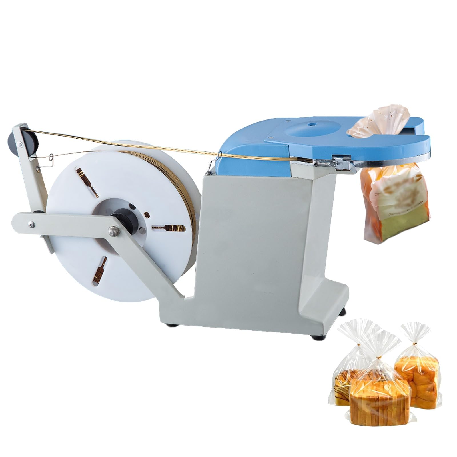 IUokLU Semi Automatic Bag Closure Machine,Electric Twist Tie Machine For Efficient Bag Sealing,Bundling Diameter 0.1-1.2Mm,40 Ties/Minute,For Bakeries