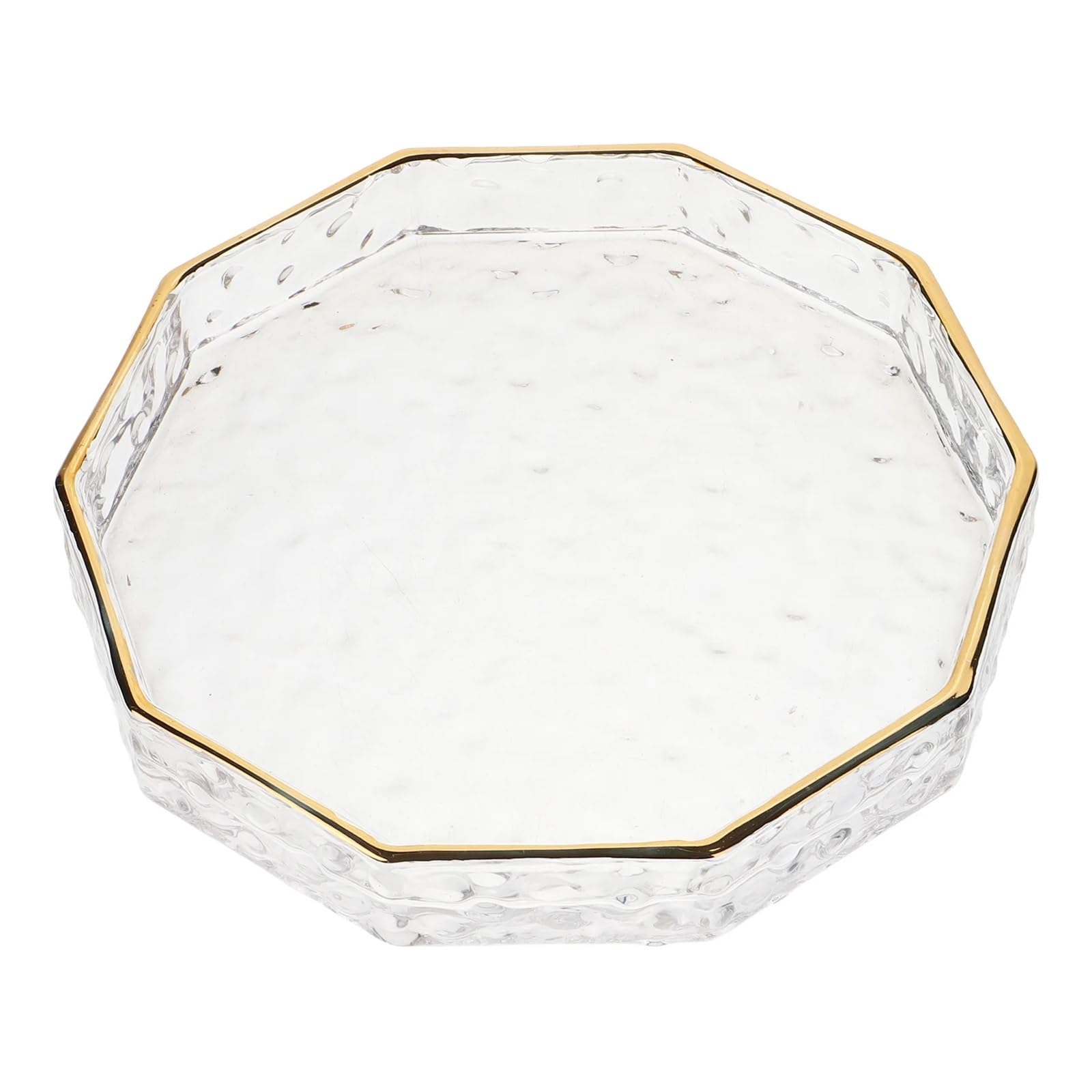 Bandeja para Perfumes Elegante Bandeja de Servicio de Vidrio con Borde Dorado, Plato Decorativo pequeño for Cocina, Plato de Postre de Frutas, cristalería, vajilla, Juego de vajilla