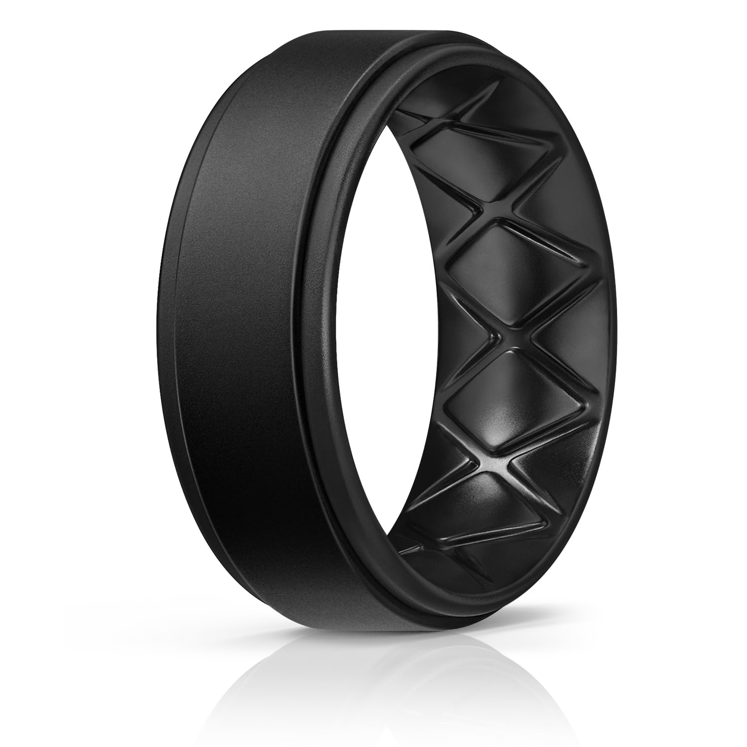 Egnaro シリコンリング メンズ 1/4/6 マルチパック 通気性 メンズ シリコンゴム 結婚指輪 バンド - ステップエッジ