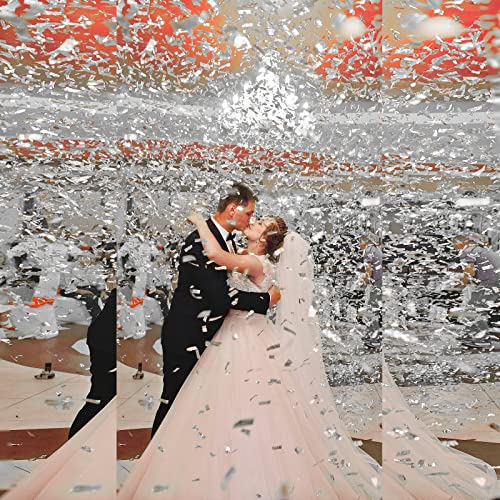 Image of Sumind 200 Grams Foil Silver Confetti Large Glitter Metallic Throwable Scatter Table Party Confetti for Wedding Graduation Birthday Baby Shower Christmas Celebrations New Years Party Decorations