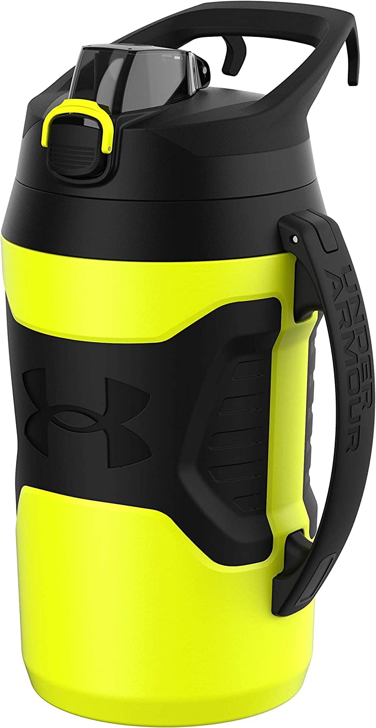 Under Armour Sports Water Jug, 64oz Insulated Water Bottle w/Handle, Half Gallon, Fence Hook, Leak Resistant, Baseball, Football & More