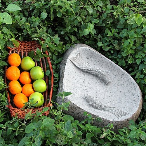 Grosses Stein Vogelbad Vogeltränke oval Gartendeko ca 50 cm