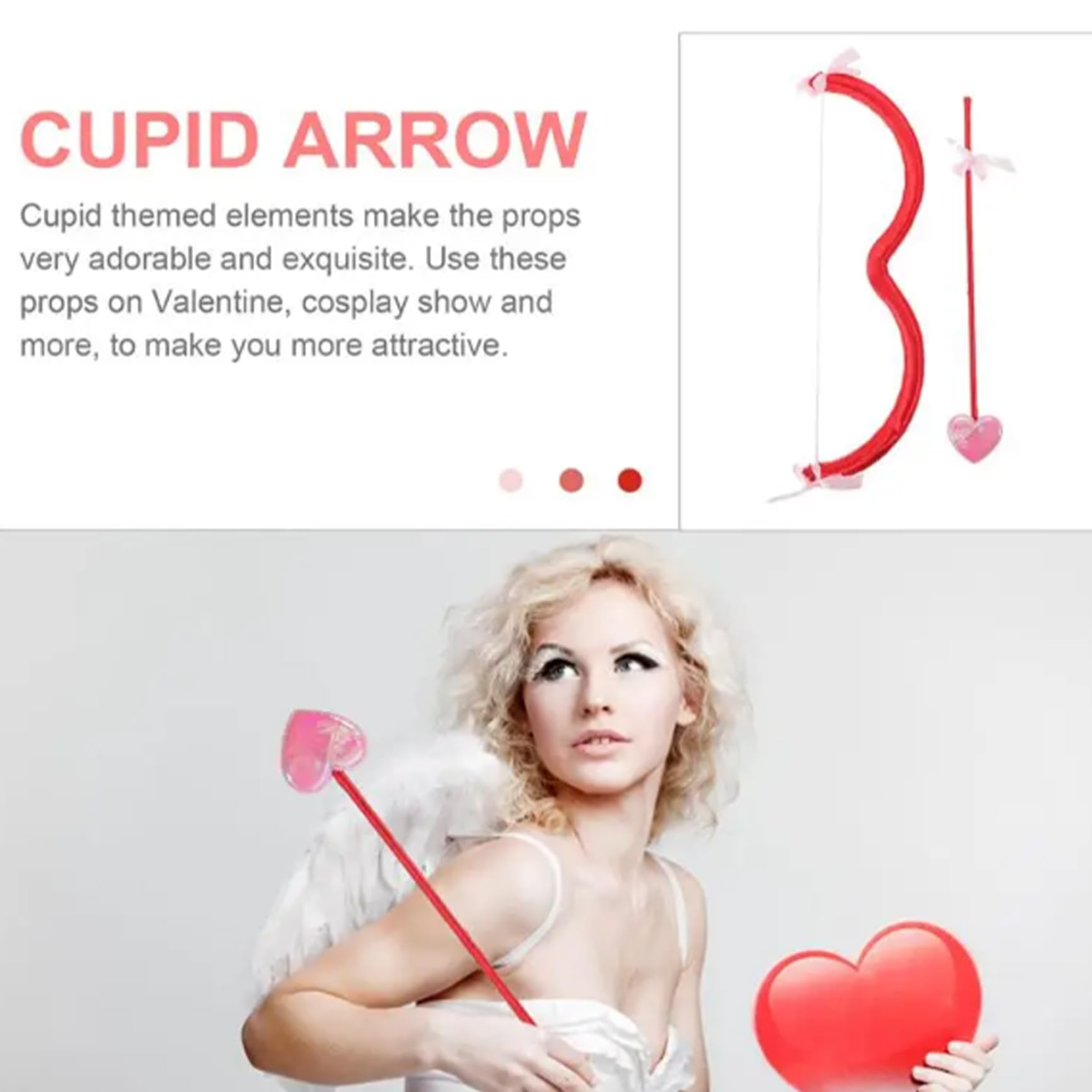 Arco Y Flecha De Cupido De 45 Cm Con Diseño En Forma De Corazón – Accesorio De Espuma Ligero Para Cosplay, San Valentín, Fiestas Y Sesiones De Fotos
