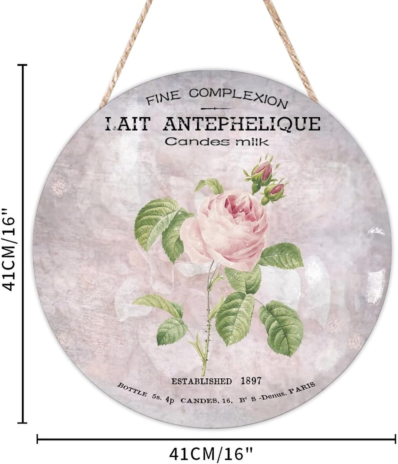 Rose Front Door Sign, French Vintage Flower Wood Door Sign, Rustic 16x16in Wall Hanging Sign Plaque for Backyard Front Porch Farmhouse Front Door Decor Housewarming Gifts