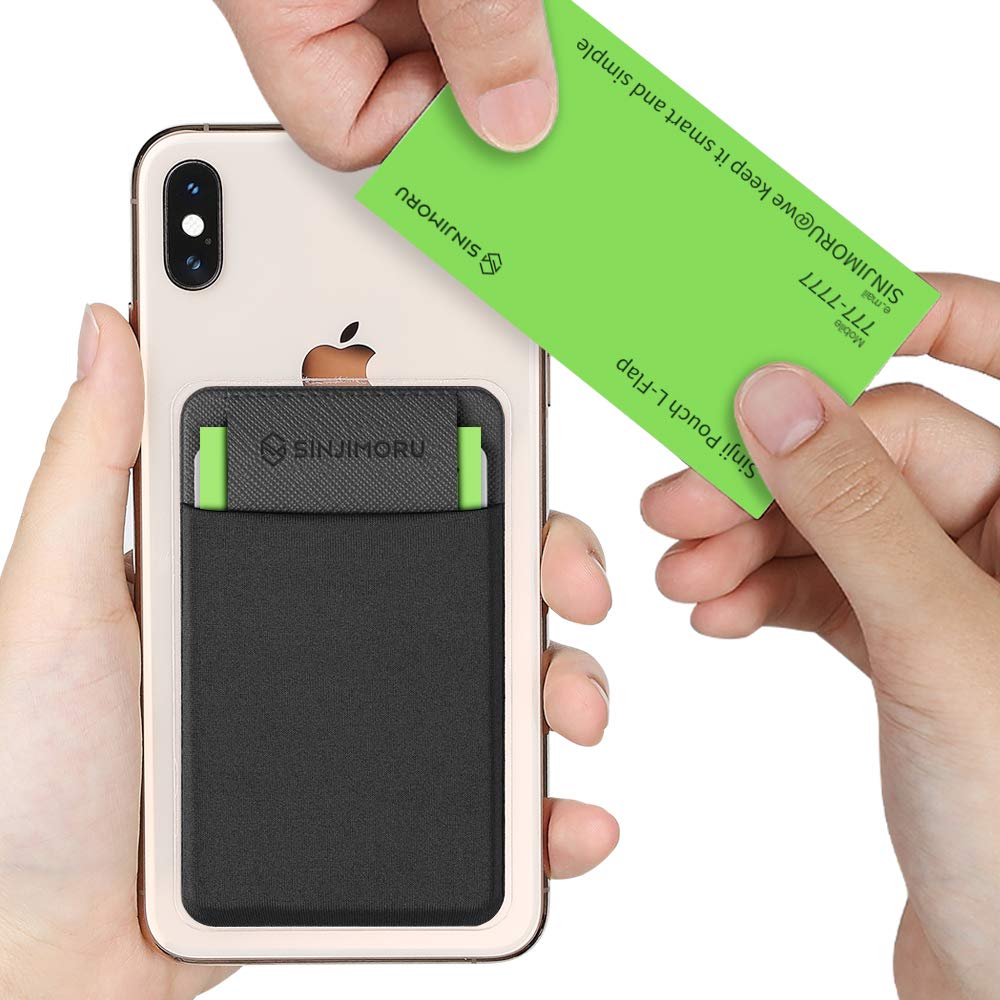 Sinjimoru Business Card Holder for Back of Phone, Reusable iPhone Stick on Wallet, Credit Card Holder for Smartphone. Sinji Pouch L-Flap