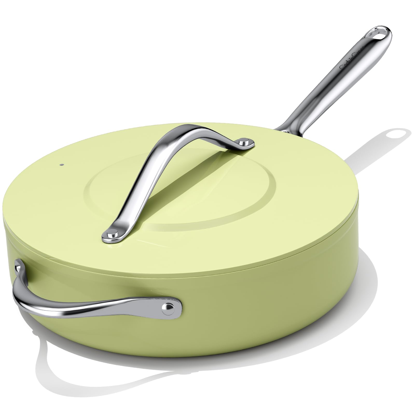 CookinCraze 4.5 QT Ceramic Sauté Pan with Lid, Nonstick Deep Frying Pan