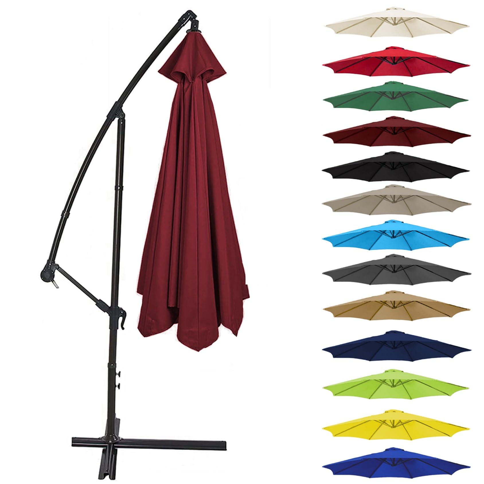 Cmjymx Unisex Burgundy Canopy Cover 200Cm 2.7M 300Cm (6 Arms/8 Arms) Umbrella Replacement Cloth Cantilever Parasol Top Fabric Cover Uv Protective(Color:,Size:6 Ribs-2.7M(8.8Ft))