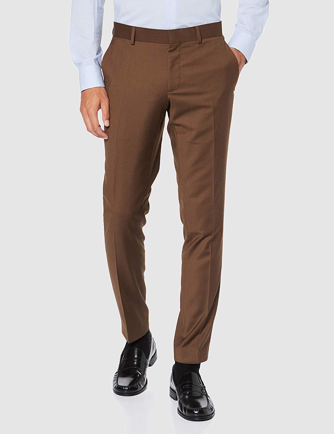 HOTK Uomo Abito da Cerimonia Nuziale con Risvolto Classico Attillato Slim Fit a Due Pezzi Marrone