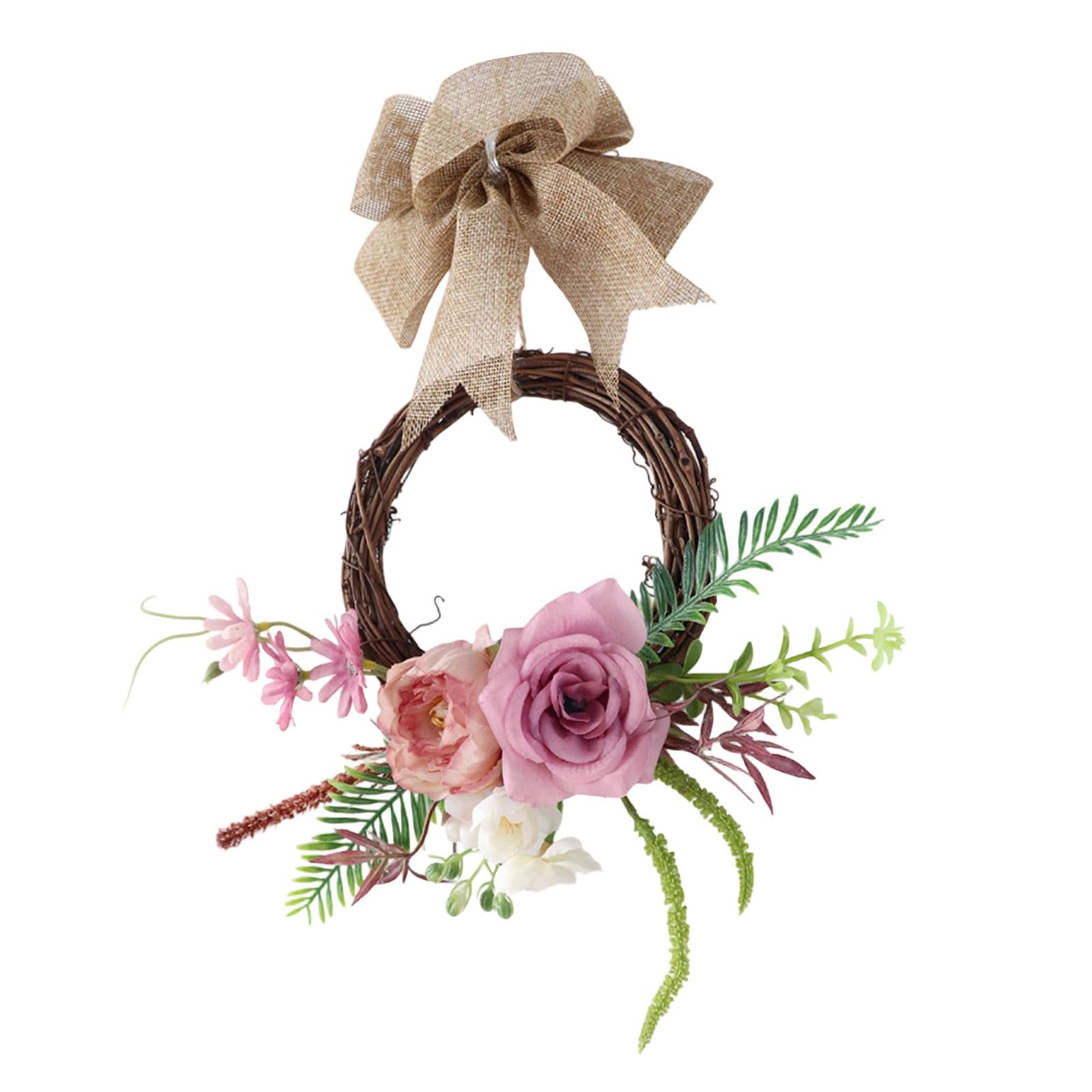 carotoe Artificial Floral Wreath Rattan Rings Wall Decors for Home Bedroom Cafes Wedding Indoors Outdoor Decoration Artificial Flower Wreath