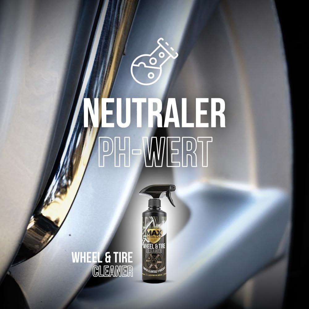 MAX DETAIL-LAB - Wheel & Tire - Felgenreiniger Auto Motorrad Säurefrei, Felgen Reiniger Alufelgen, Dreifache Wirkung ohne Reiben, Entfetter Detailing Waschen Autopflege Reinigung Aussen 5L