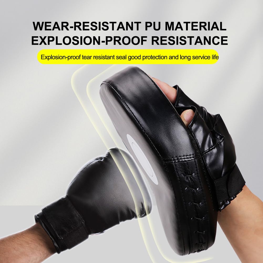 Objetivo de Mano de Boxeo Curvo Cuero de PU Objetivo de Mano de 5 Dedos Manoplas de perforación Curvas Transpirables Almohadilla de Enfoque de Boxeo para Entrenamiento de Artes Marci