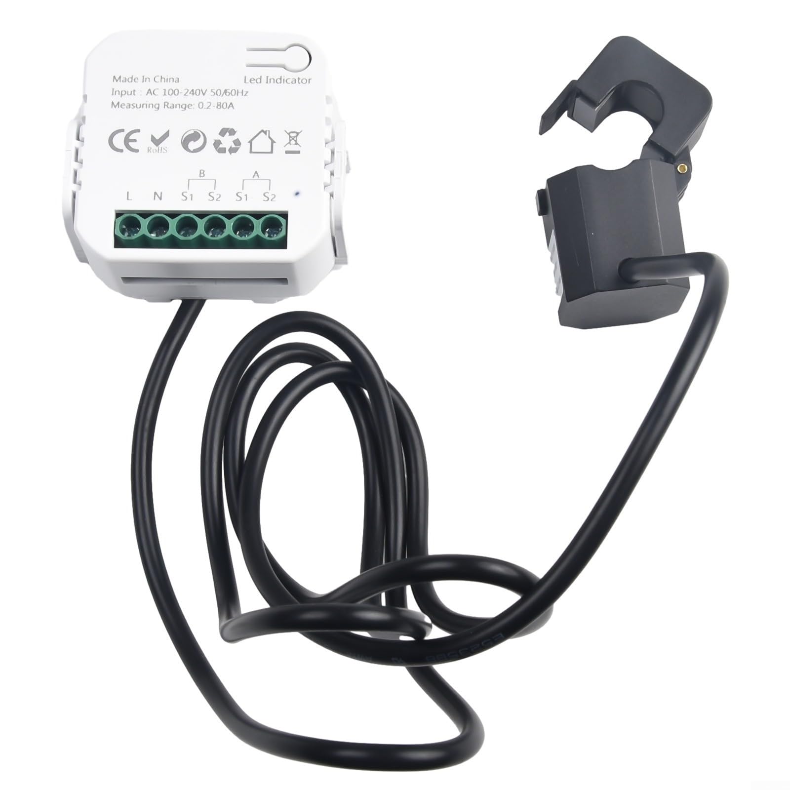 Para TUYA Smart Contador de energía de 2 canales bidireccional con transformador de corriente, WiFi para monitor de corriente ZIGBEE para Smart Home, medición en tiempo real de voltaje, corriente