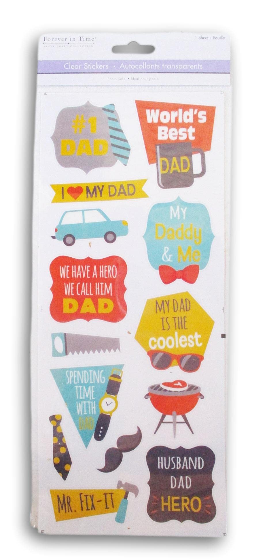 Dad Father's Day Stickers for Journaling, Scrapbooking, Cardmaking, Arts & Crafts - 14 Pieces