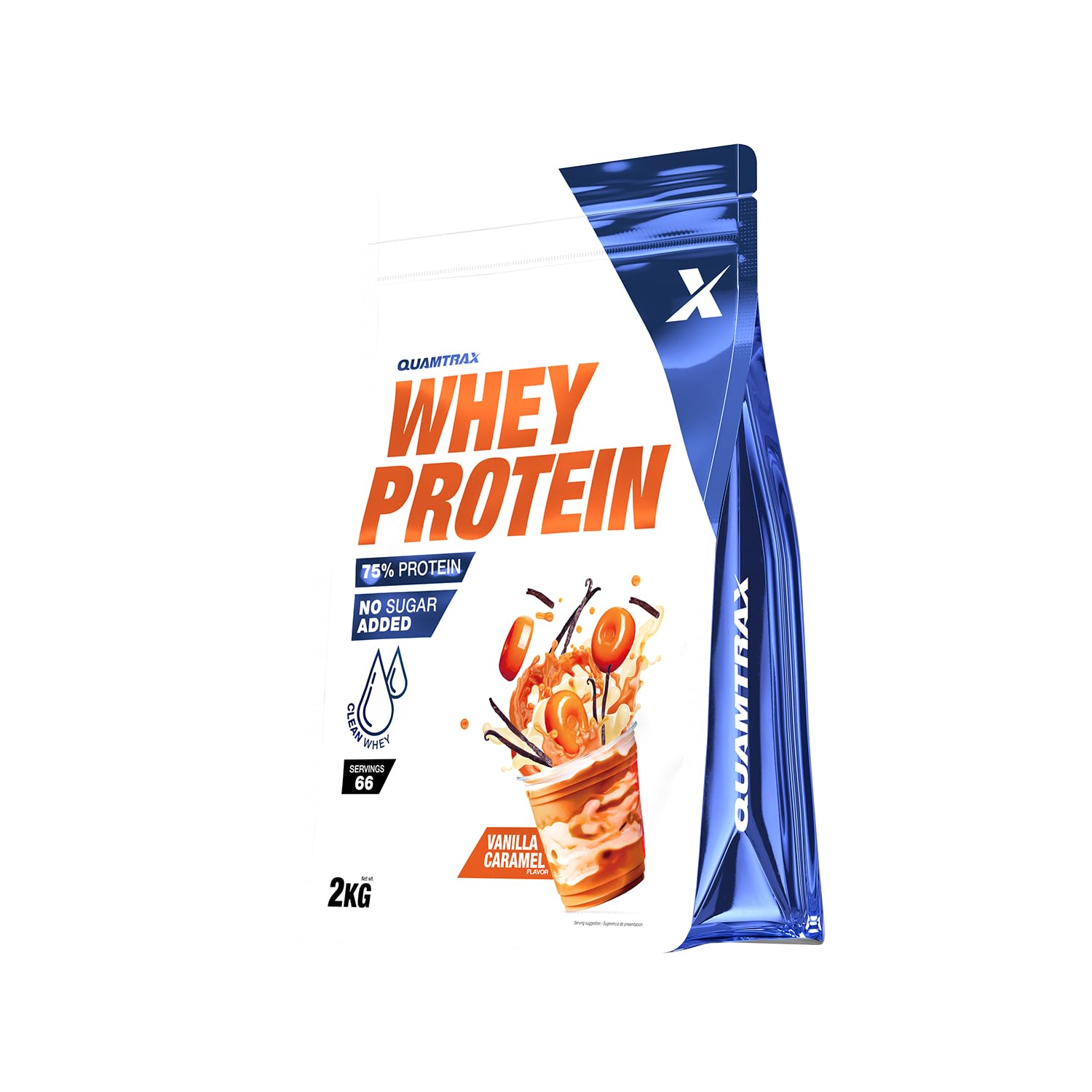 Quamtrax Nutrition - Whey Protein (Proteína de Suero de Leche) - Alto contenido proteico, apoyo en el crecimiento muscular y energía (2 Kg, Vainilla Caramelo)