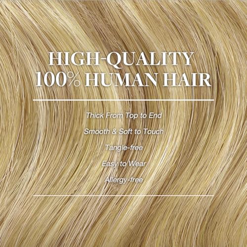 Image of GOO GOO Clip in Hair Extensions Real Human Hair, Remy Human Hair Extensions Clip ins for Women, Natural Human Hair, 22inch 220g 9Pcs, #16 /22 Light Blonde Highlighted Golden Blonde