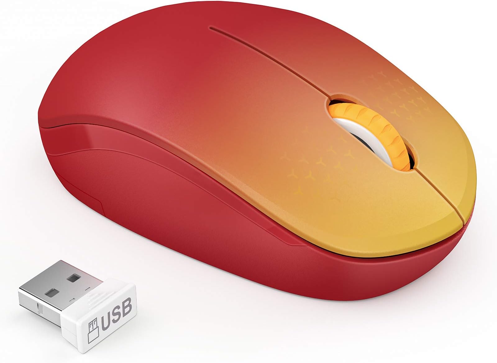 - Wireless Mouse for Laptop, 2.4G Noiseless Mouse with USB Receiver - Optical Tracking Portable Computer Mice for Chromebook, PC, Tablet, Windows System, 24 Months Battery Life - Gradient Red
