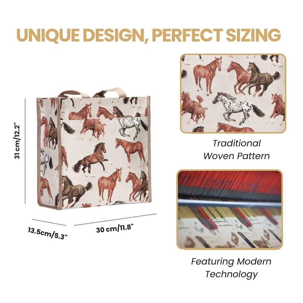 Signare Tapestry Arazzo Borsa a Tracolla Donna, Borse Tote per Donne, Shopping Tote Bag con Disegni di Cani