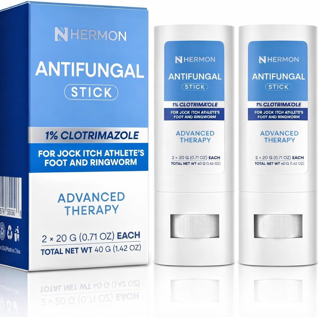 Hermon Antifungal Jock Itch Stick: Antifungal for Jock Itch, Athlete’s Foot and Ringworm - Mess-Free Topical Stick for Men & Women
