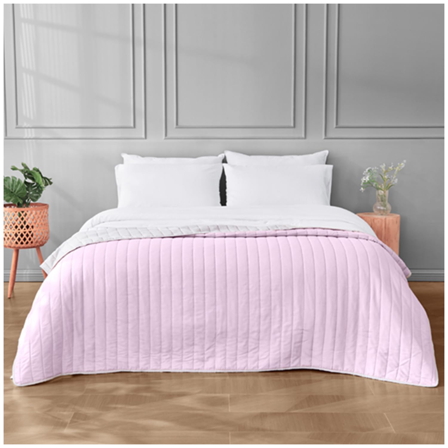 GC GAVENO CAVAILIAReversible Quilted Bedspread Double Comforter Bed Throw 150x200 - Ultra Soft Quilt Bedspread Coverlet 100% Polyester - Purple