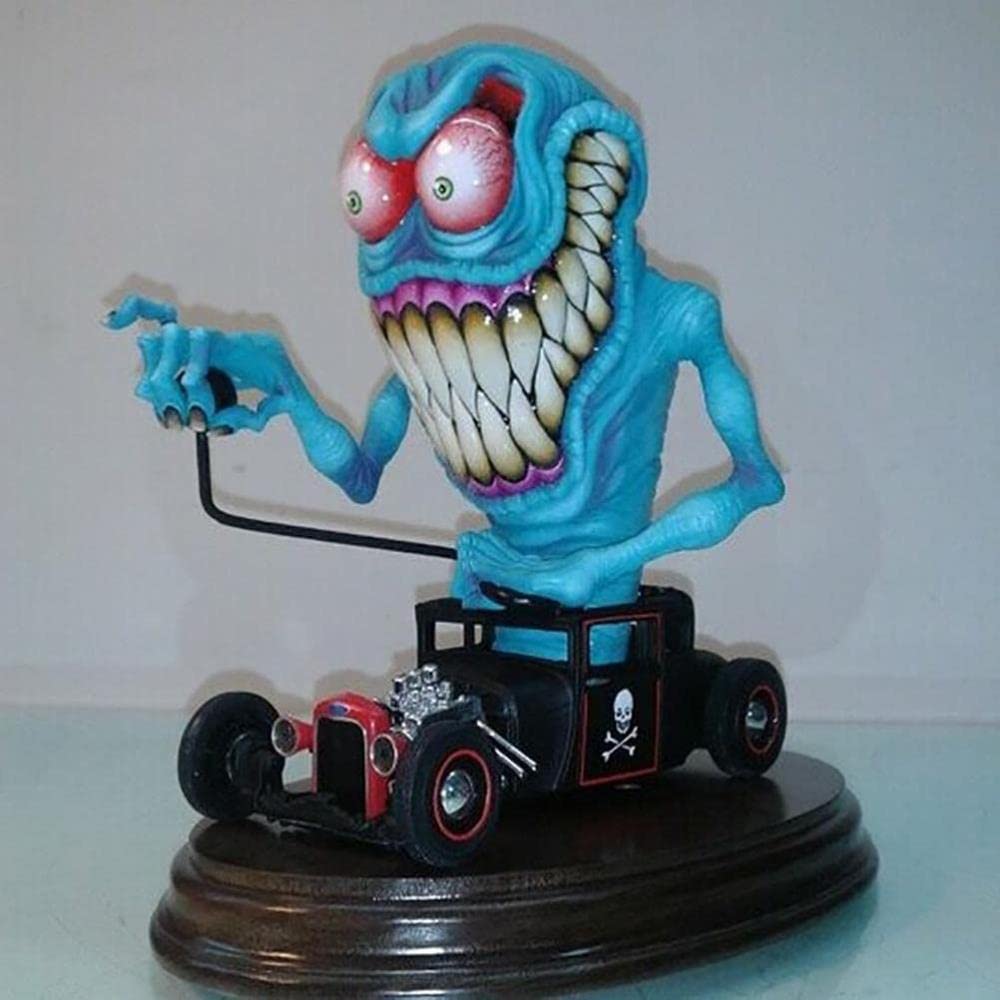 MANQILE Angry Big Mouth Monster Driving Statue Rat Fink Halloween