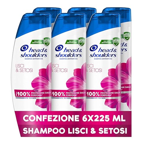Immagine del prodotto Head & Shoulders Shampoo Antiforfora Lisci & Setosi, per Capelli Secchi, Fino Protezione dalla Forfora per Cute e Capelli, Microbioma Bilanciato, Dermatologicamente Testato, 225ml x6