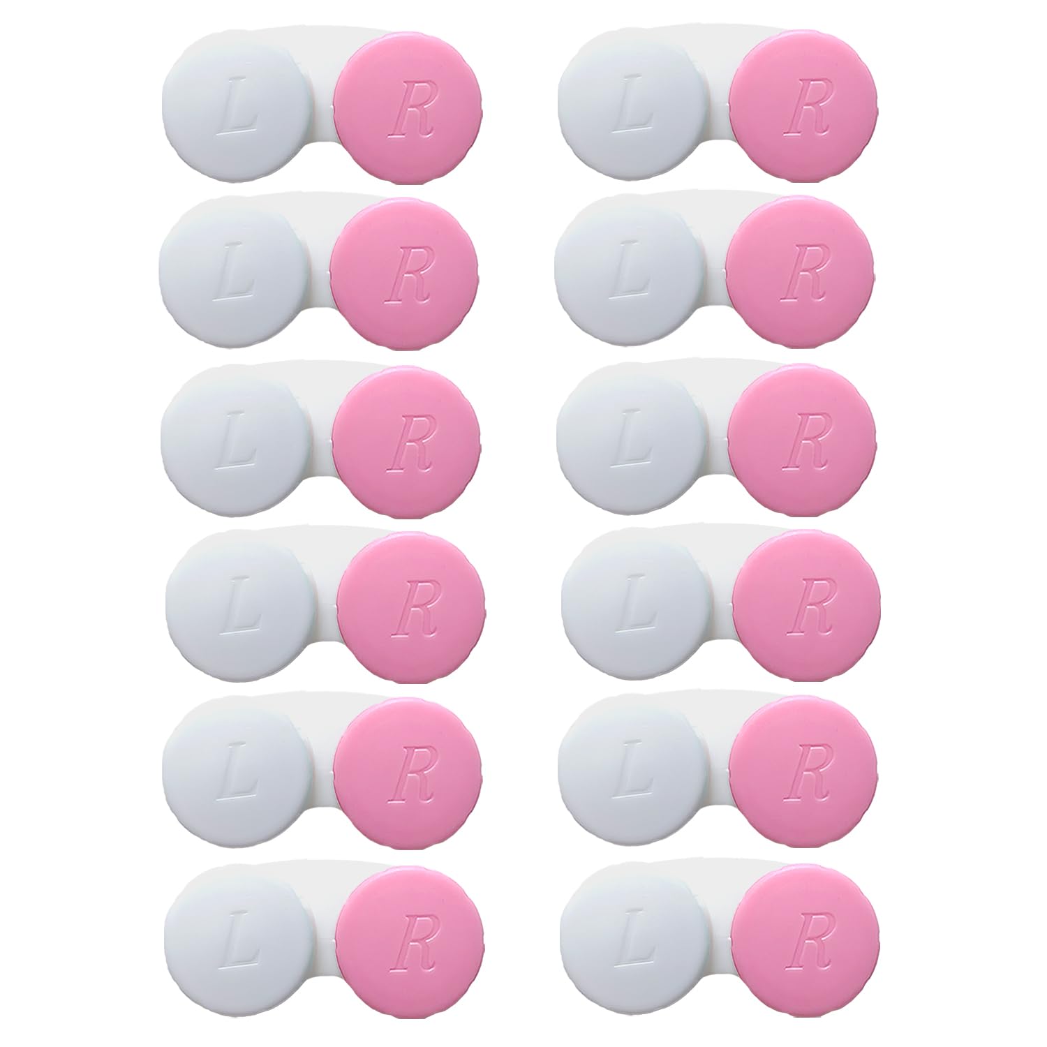 Paquete de 12 estuches para lentes de contacto, caja de almacenamiento para lentes de contacto (blanco y rosa)