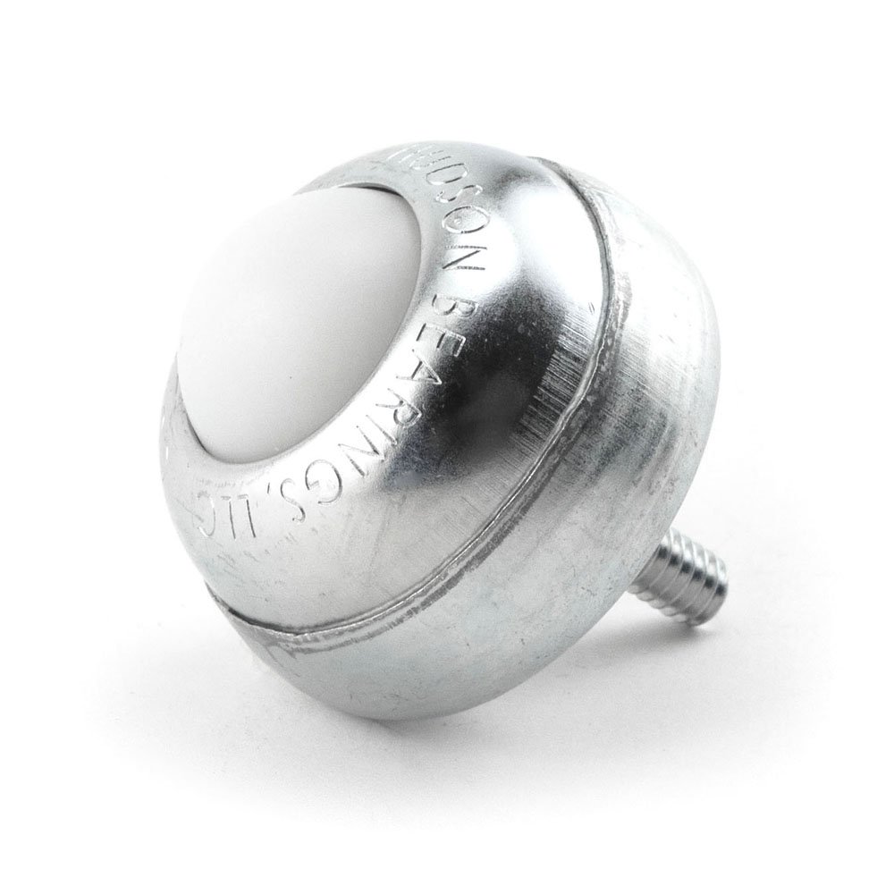SBT-1 Stud Mounted Nylon Ball Transfer, Carbon Steel, 1" Diameter, 35 lbs Load Capacity, 1/4"-20 Thread Stem (Case of 10)