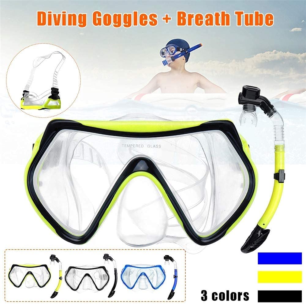 MRKU Vollgesichts-Schnorchelmaske, Tauchmaske, Tauchermaske, Brille mit Atemschlauch, Unterwasser-Seebrille, Trockenschnorchel zum Schnorcheln
