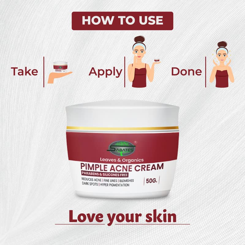 SABATES Pimple Acne Cream Anti-Acne Oil-Free Gel For Active Acne, Oil Balancing, Pore Tightening, Reduce Size Of Pimple & Redness For Men & Women (Zero Side-Effect) 2