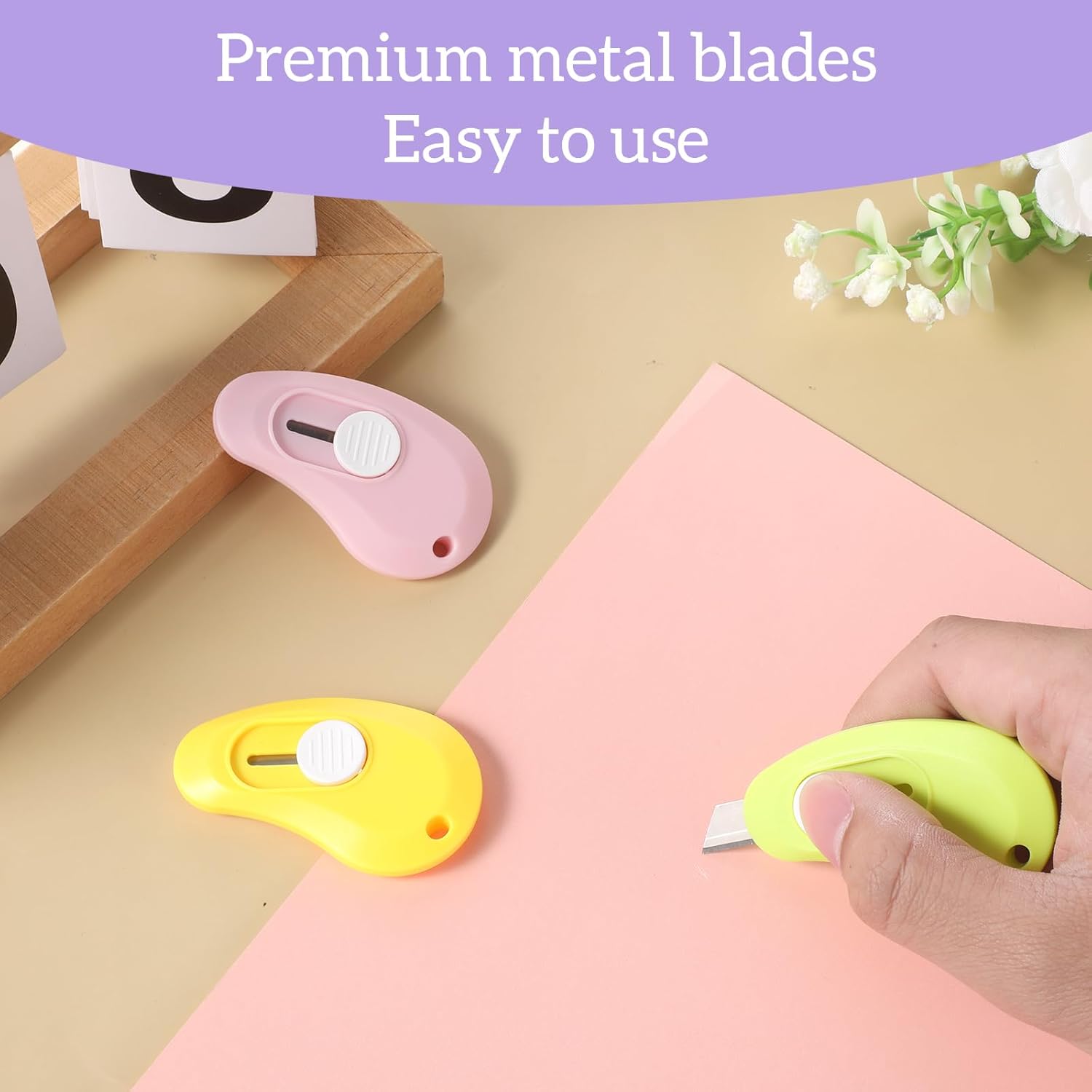 6 Pcs Mini Box Cutter Mini Utility Knife Letter Opener Retractable Utility Knife Pocket Knives with Keychain Hole 6 Colors for Letter Small Box Opening Paper Cutting DIY Crafts