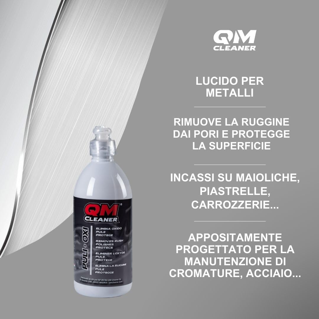 PULI-OXI Detergente Antiruggine Rapido ed Efficace. Protettore per Metalli. Rimuove la Ruggine da Cerchioni, Freni, Radiatori, Cromo, Catene, Contatti Elettronici.