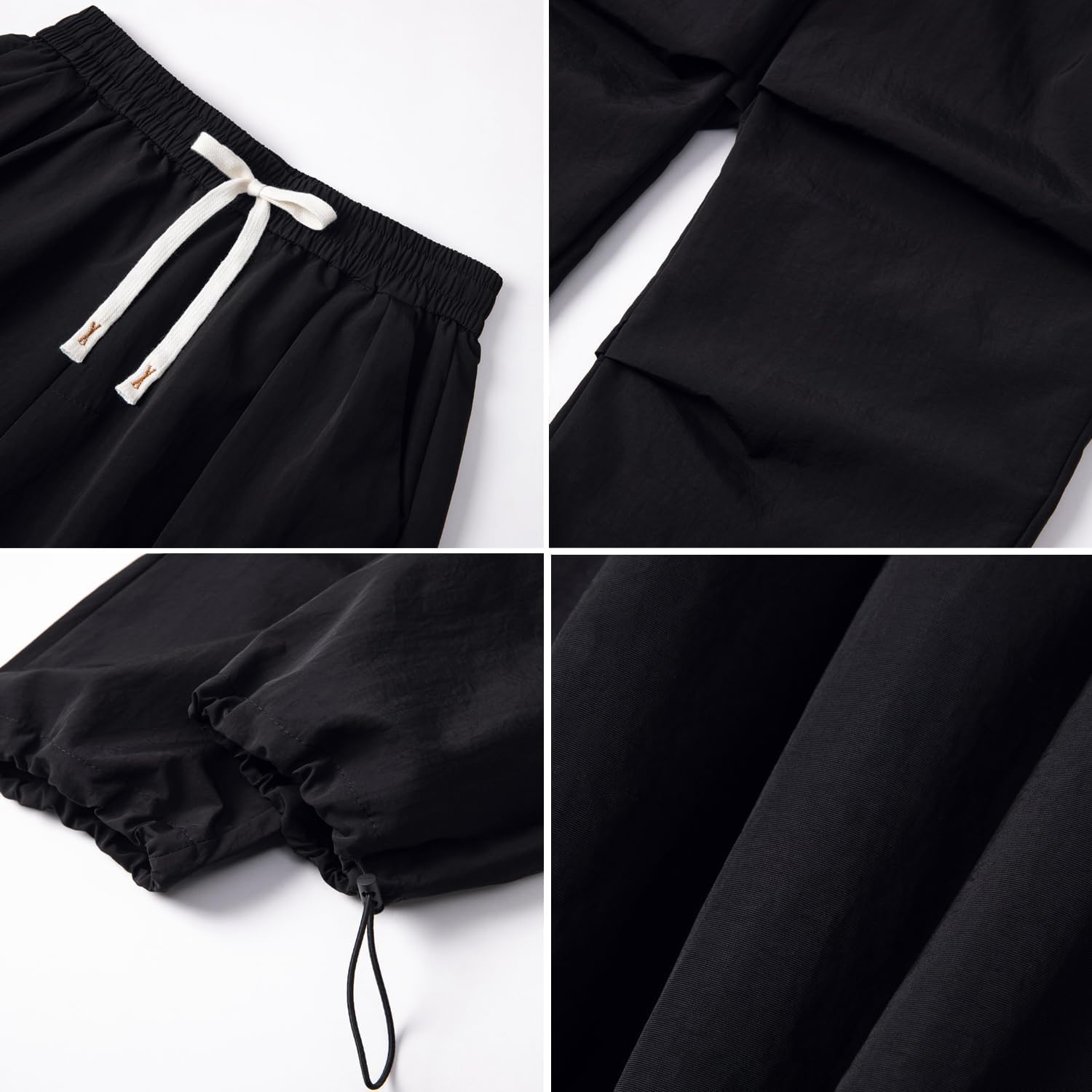 WZIKAI Men's Parachute Cargo Pants Trendy Casual Parachute Pant Baggy Drawstring Hip Hop Harem Pants with Pockets - Image 5