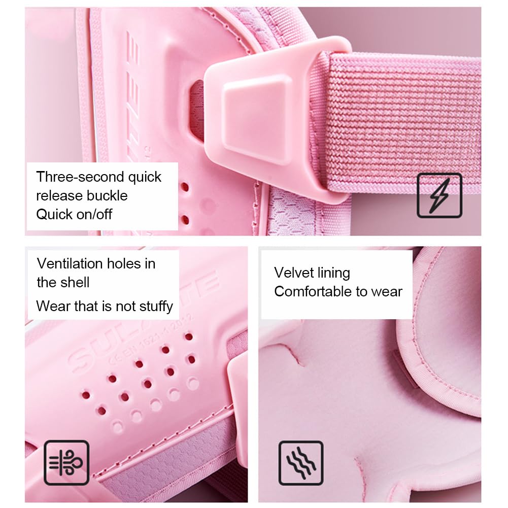 Rodilleras de Moto, Coderas/Rodilleras Motocross Equipo de Protección con Espuma EVA Antichoque, Ergonómico para Motocicleta, Bicicleta - Rosa Knee Pads