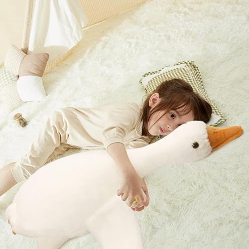 Miniatura 2 de ARELUX Peluche de ganso de 19.7 pulgadas, animal de peluche de cisne blanco, suave y adorable almohada para abrazar, regalo de cumpleaños para