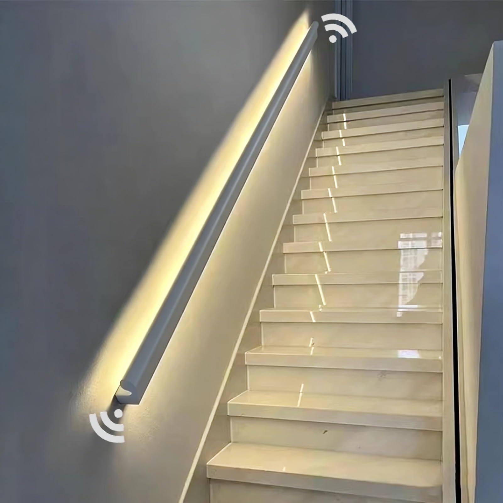 Main courante escalier LED 3000 K en kit architectural haut de gamme 238cm