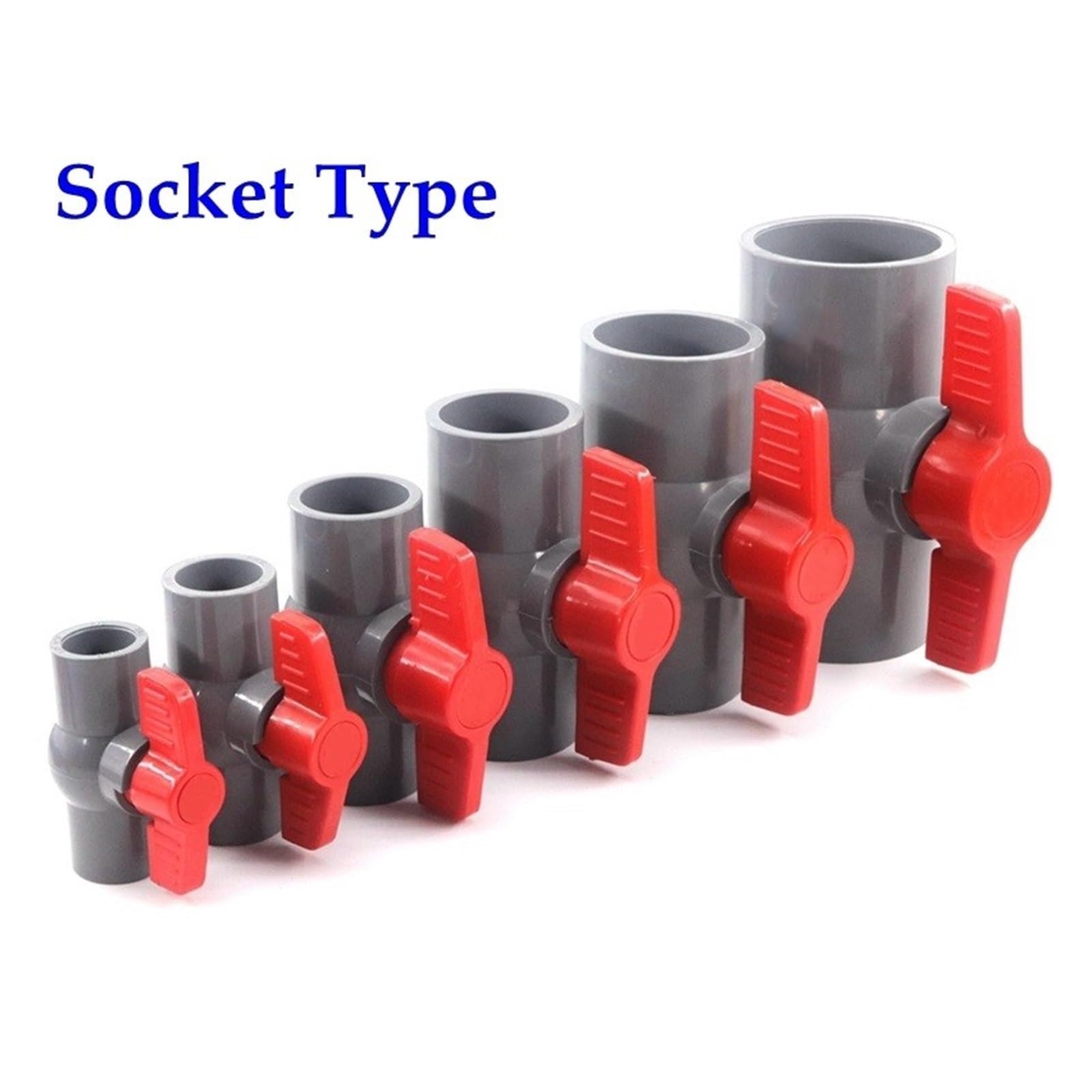 CHATROOM 1 stücke 1/2 "~ 2" Gewinde Und Buchse Typ Grau PVC Kugelhahn Gartenbewässerungsarmaturen Aquarium Fisch Tank Schalter Wasserventil(ID 63 mm)