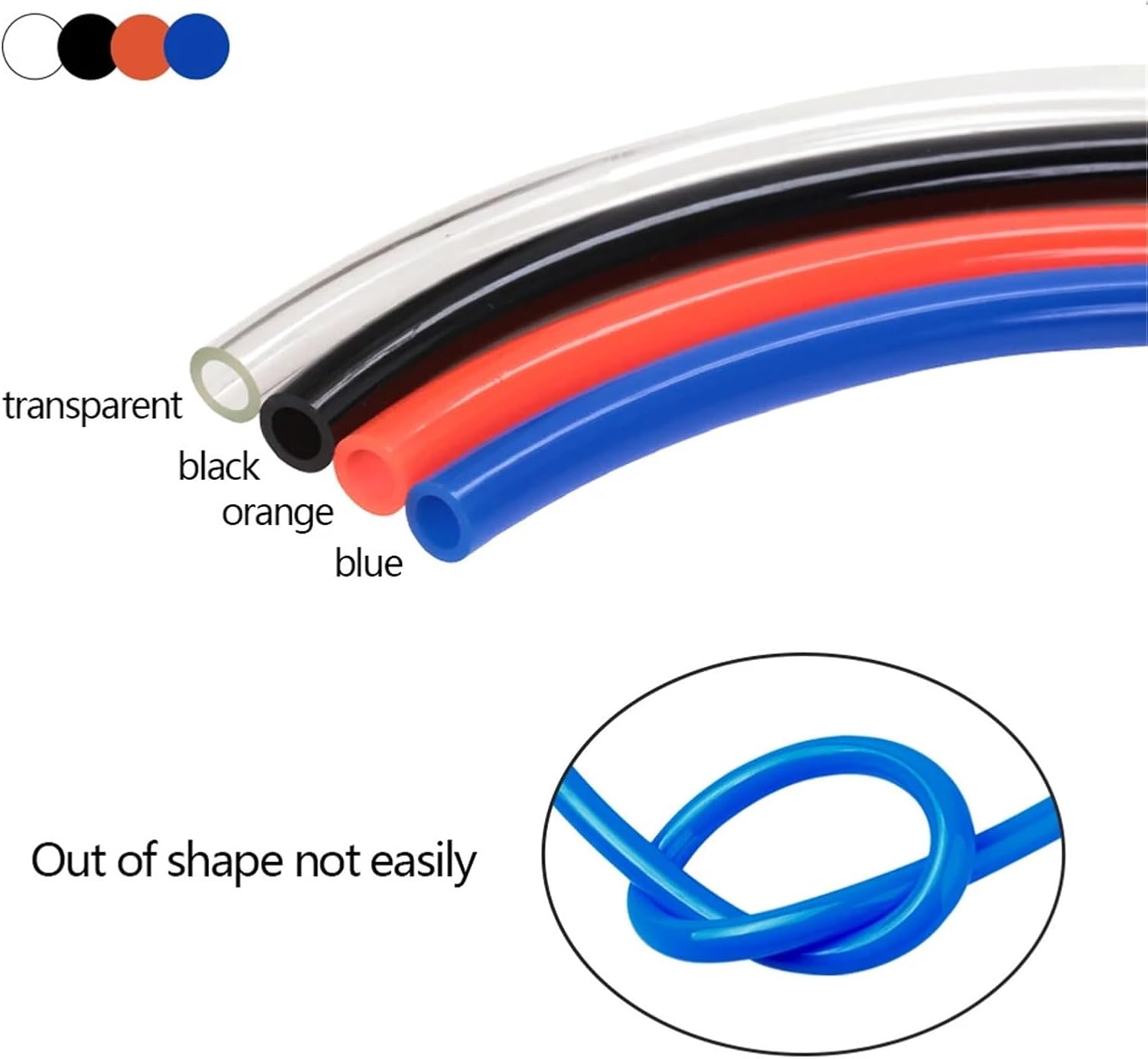 1pcs 5Meters Pneumatic Tube Air Tubing Component Pneumatic Air Hose 4mm 6mm 8mm 10mm 12mm Polyurethane PU Pipe for Compressor(Black,4x2.5mm)