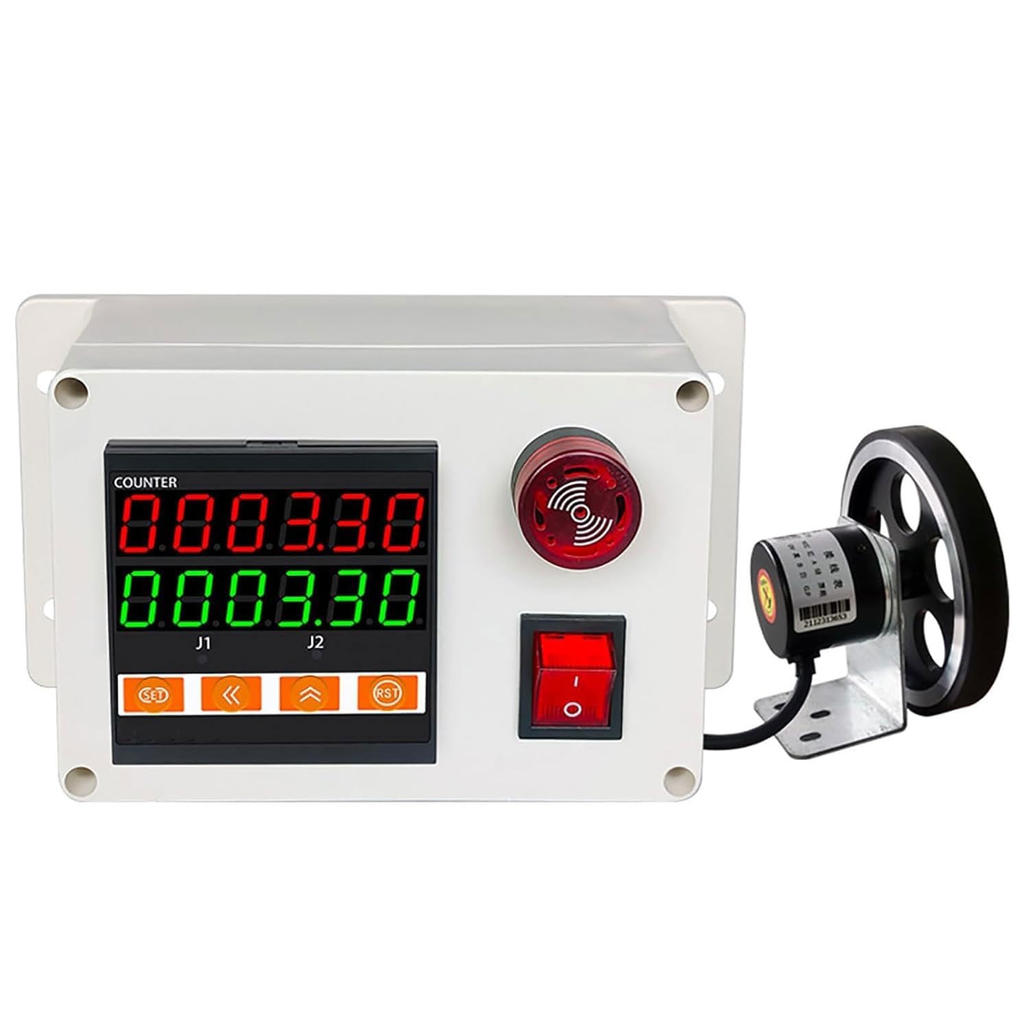Contatore Digitale di Lunghezza con Encoder rotativo e cicalino, intervallo di conteggio 0-999999 per la misurazione della Lunghezza di Cavi e Fili, Ideale per lenze da Pesca e,