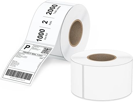 4"x 6" Multipurpose Direct Thermal Labels 3" Core Compatible for Zebra Industrial Printers Adhesive & Perforated 2 Rolls, 1000 Labels/Roll