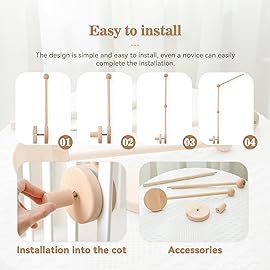 Baby Crib Mobile Arm,HBM 36 inch Wooden Mobile Arm for Crib Mobile Hanger for Crib Baby Girl Nursery Decor