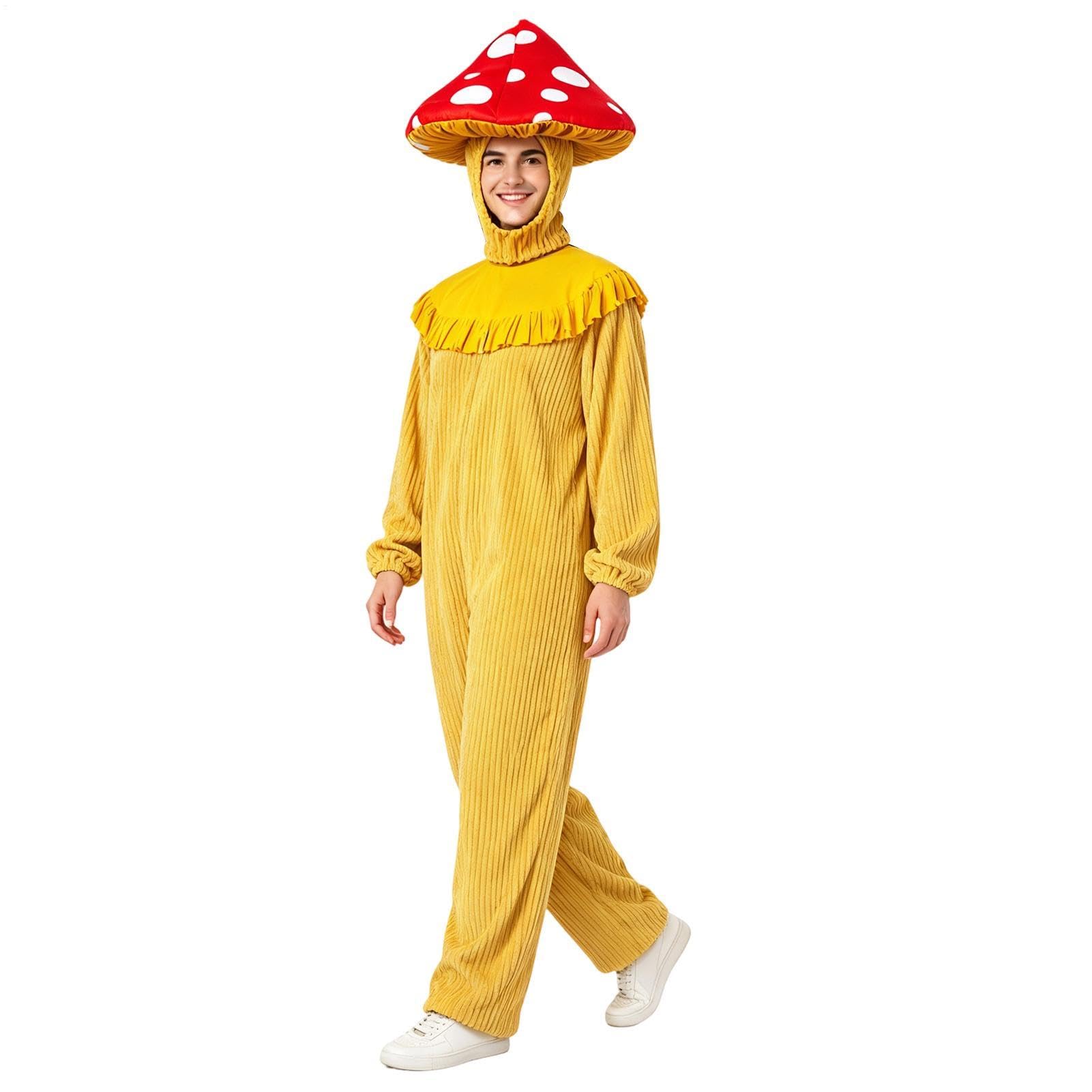 Kombinezon Grzybowy Dla Dorosłych Zabawne I Urocze Uniseks Ubrania | Strój Grzyba Onesie Na Występy Sceniczne, Sesje Zdjęciowe, Maskarady, Karnawał oraz Imprezy Cosplay