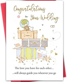 Romantic Wedding Card, Bridal Shower Card or Engagement Cards,Thick Card Stock with Premium Envelope 5.3in x 8in