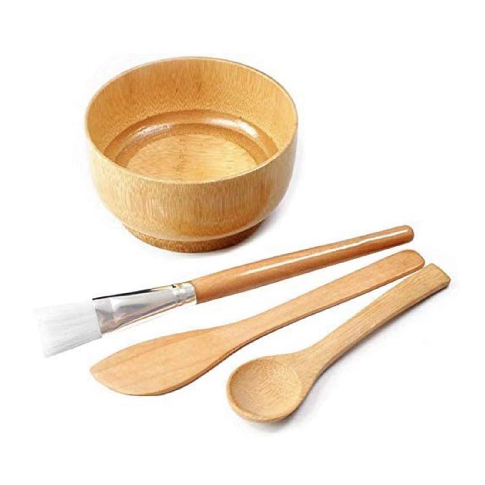 MAKINGTEC Face Mask Mixing Bowl Set, 4 In 1 DIY Clay Mask Mixing Kit, Facial Bowl With Mask Brush And Stirring Spatula, Bamboo Mask Mixing Tools For Mixing Clay Mask DIY