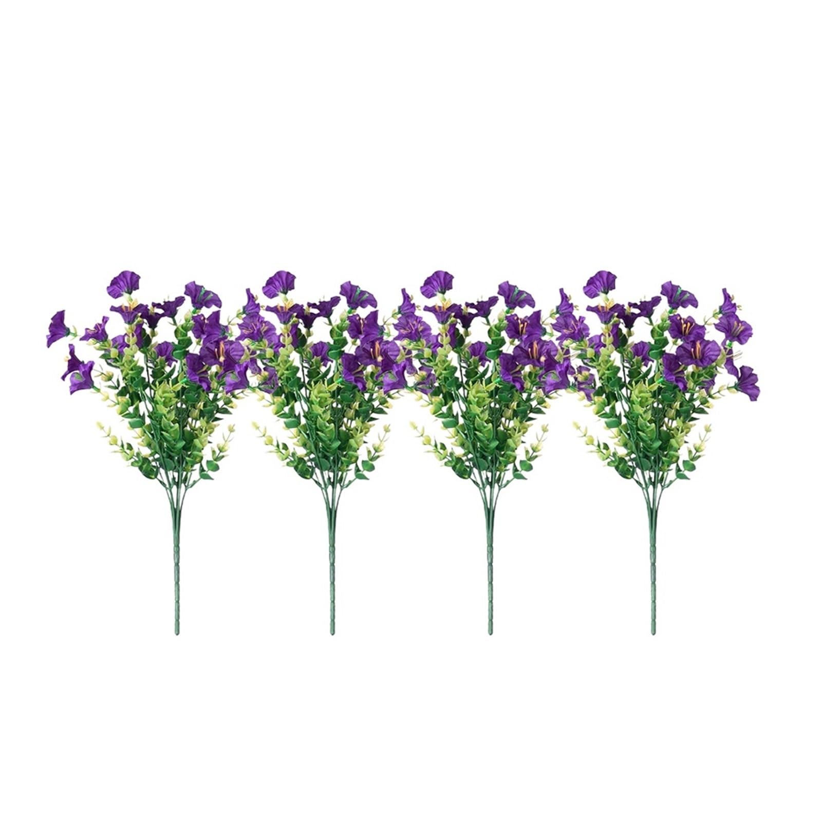 Yeobezn Artificial Buttercup Flowers 12PCS Artificial Flowers Morning Glory Flowers Outdoor Decoration Shrub Plants For Porch Farmhouse Garden Home Yard Decor(Purple)