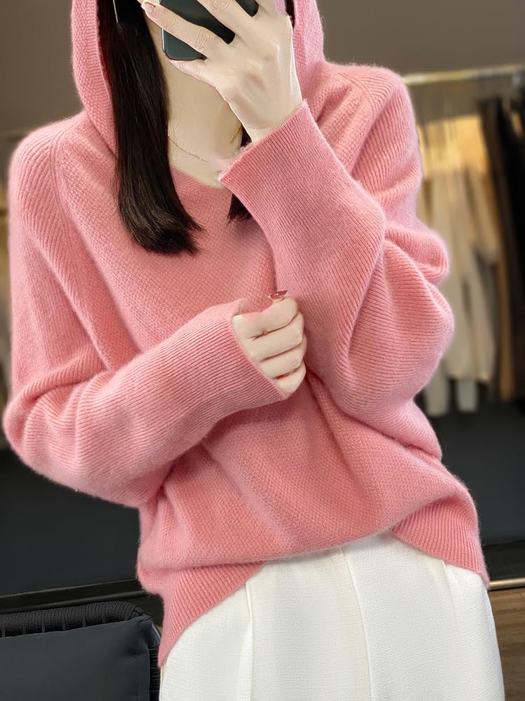 Herbst Winter Kaschmir Pullover Damen Kapuzenpullover Merino Wolle Tops Mode Sweatshirt