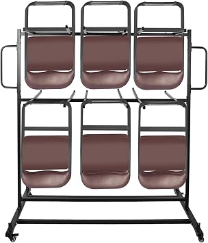 Folding Chair Rack Cart, 84Pcs Folding Chairs Heavy Storage Rack with 4 Wheels, 2-Tier Folding Chair and Table Cart for Schools, Offices, Event Venues