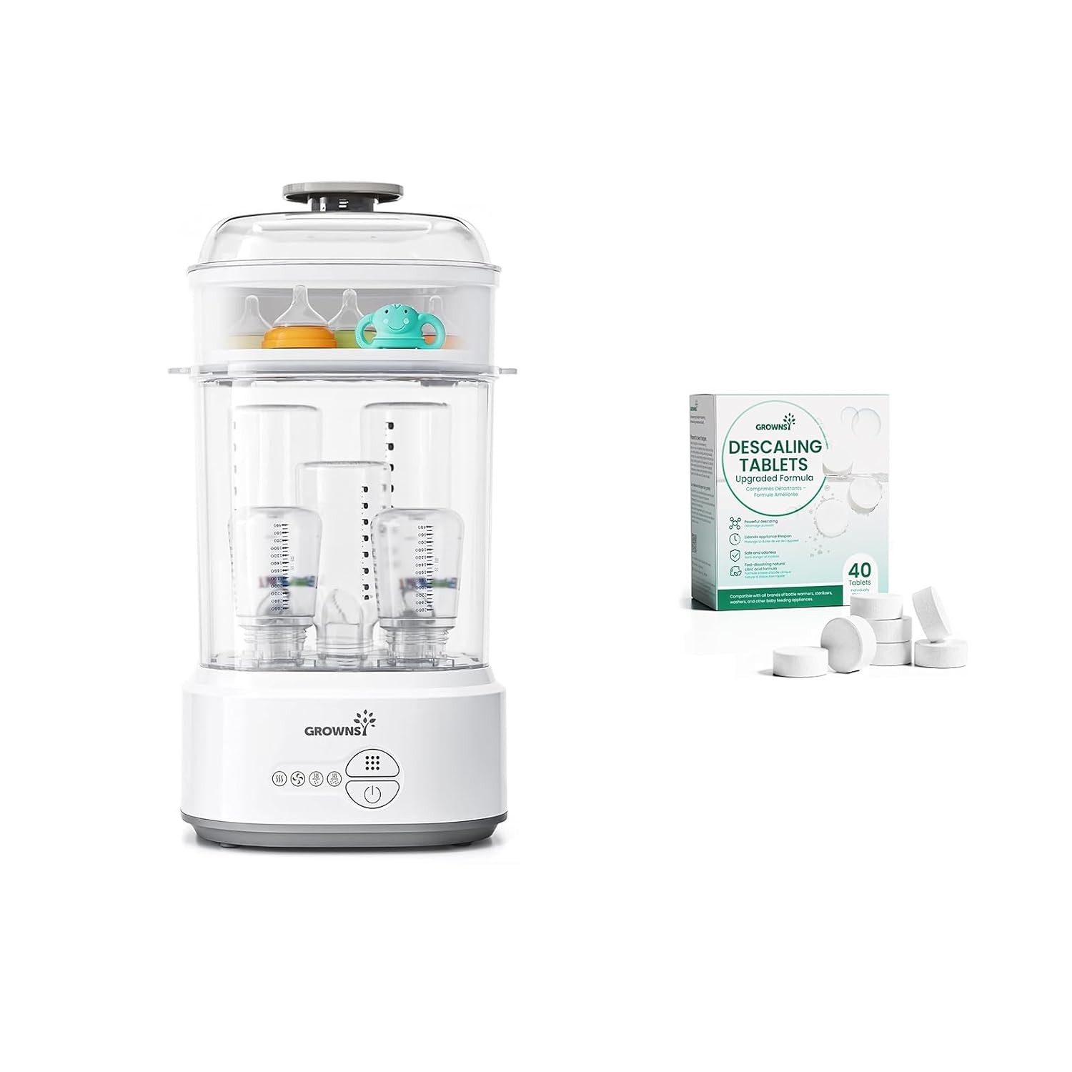 GROWNSY Bottle Sterilizer & GROWNSY Descaling Tablets